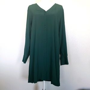 Madewell Button Up Tunic Top Long Sleeves Green L
